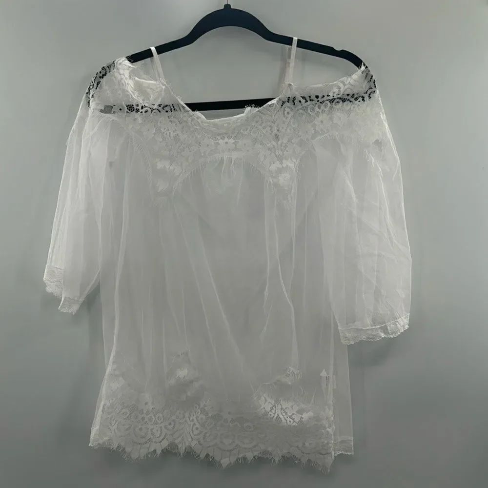 3For$20 All Lace Open Shoulder Top W/ Adj. Strap Size Small